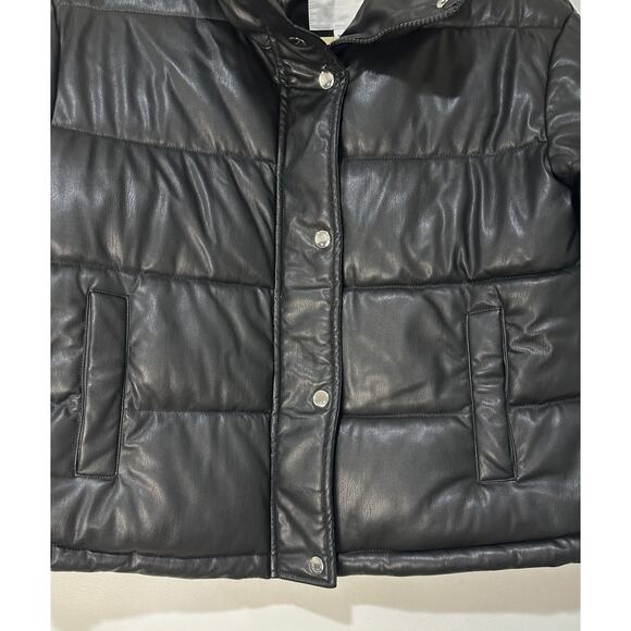 Avec Les Filles Faux Leather Black Puffer Jacket Size XS NWT Oversized - Picture 5 of 16